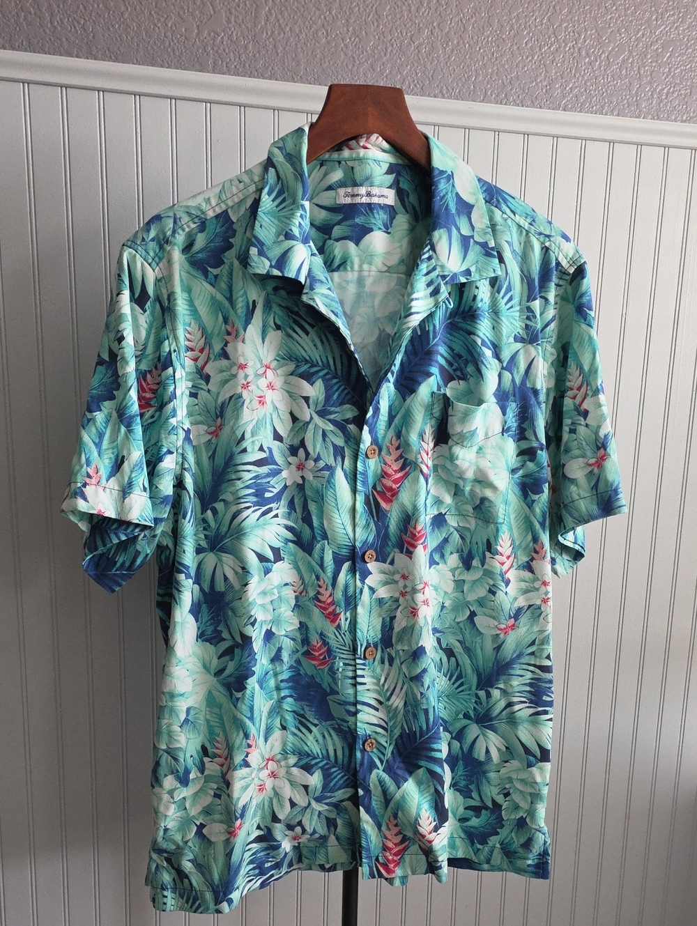 Tommy Bahama Aqua & Navy Tropical Floral Button-Down Shirt